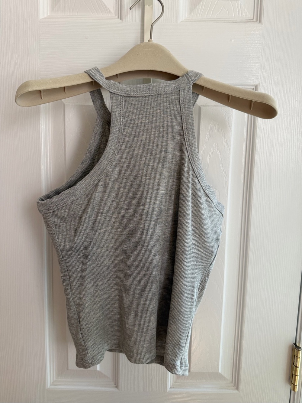 Grey Ribbed Tank Top Size Small With Built In Bra - Picture 3 of 6